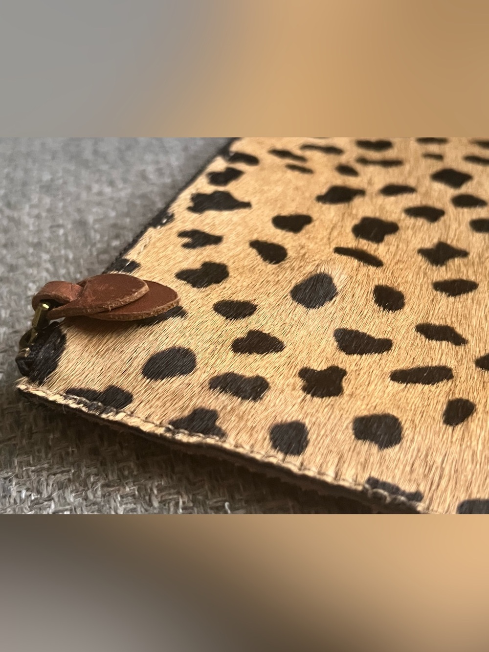 Madewell Leopard Calf Hair Leather Zip Pouch Wallet Clutch - Picture 4 of 5